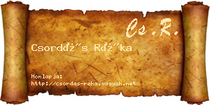 Csordás Réka névjegykártya
